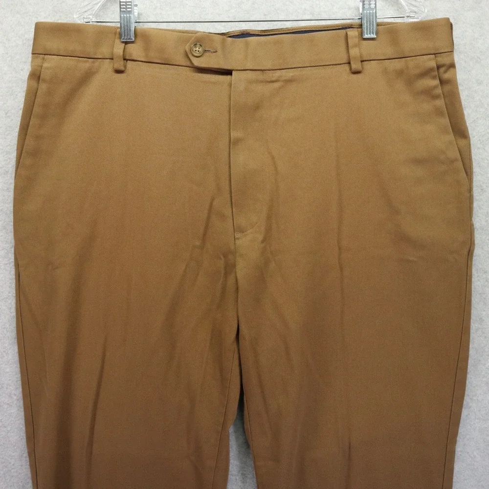 Roundtree & Yorke Pants Mens 40x34 TravelSmart Core Comfort Waistband Flex Khaki